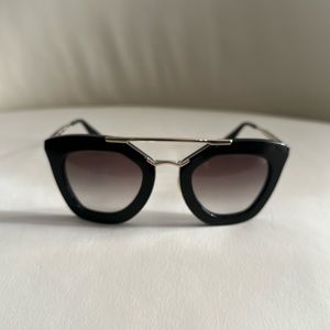 Prada SPR09Q Gold Black Cat Eye Sunglasses